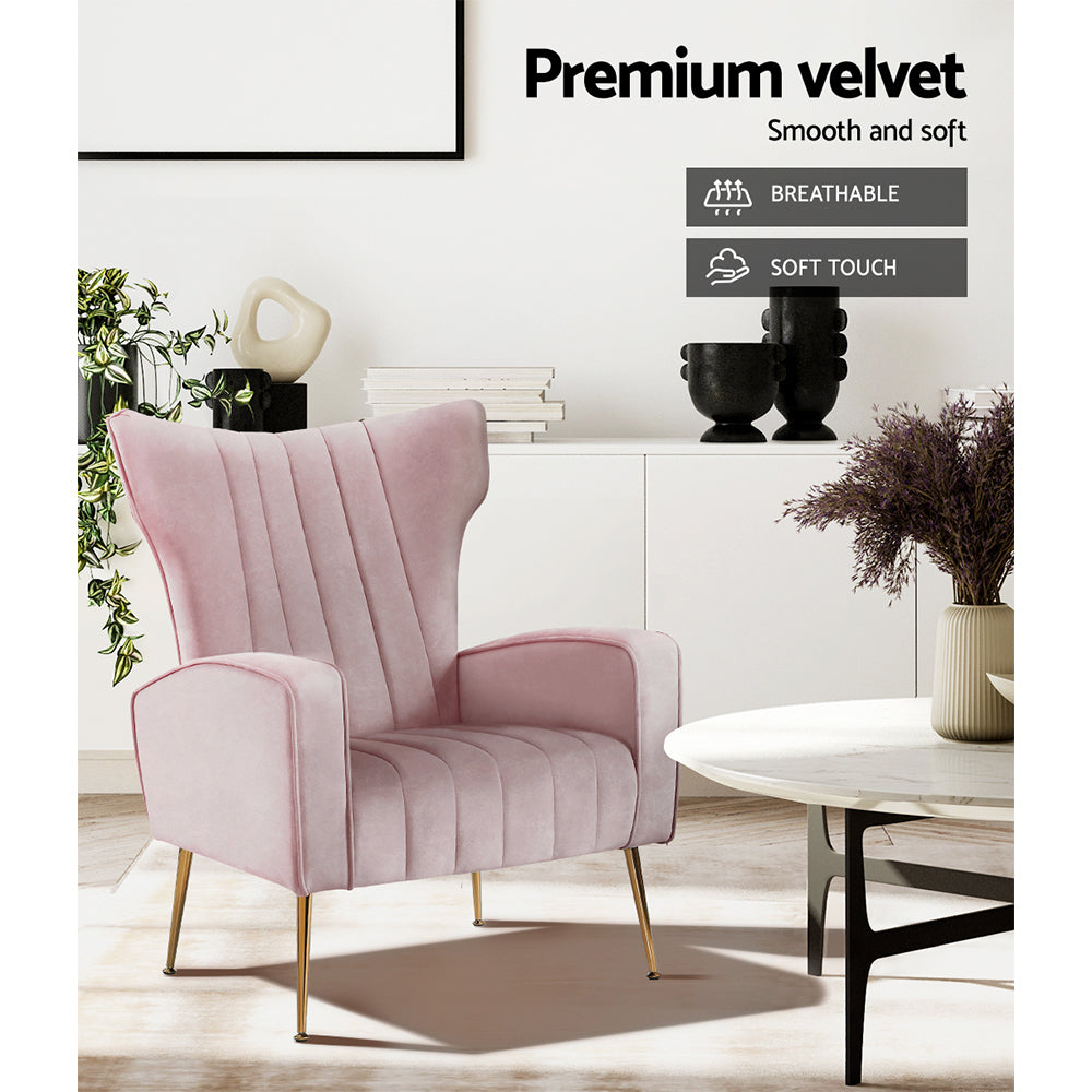 Marlook Armchair Pink Velvet Kate