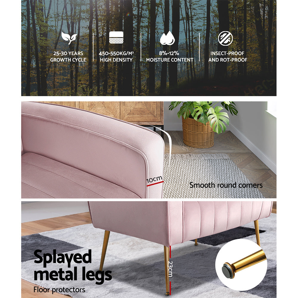 Marlook Armchair Pink Velvet Kate