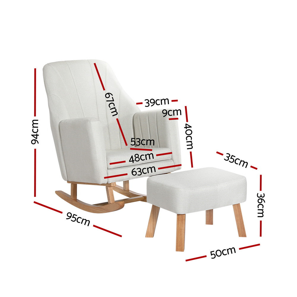 Marlook Rocking Chair Armchair Linen Fabric Beige Jonah