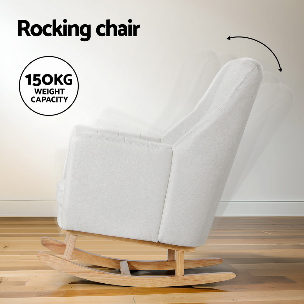 Marlook Rocking Chair Armchair Linen Fabric Beige Jonah