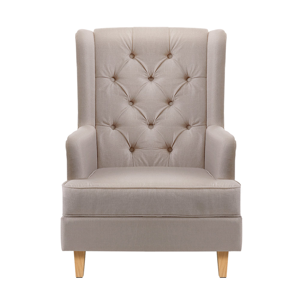 Marlook Rocking Chair Armchair Linen Fabric Beige Gaia