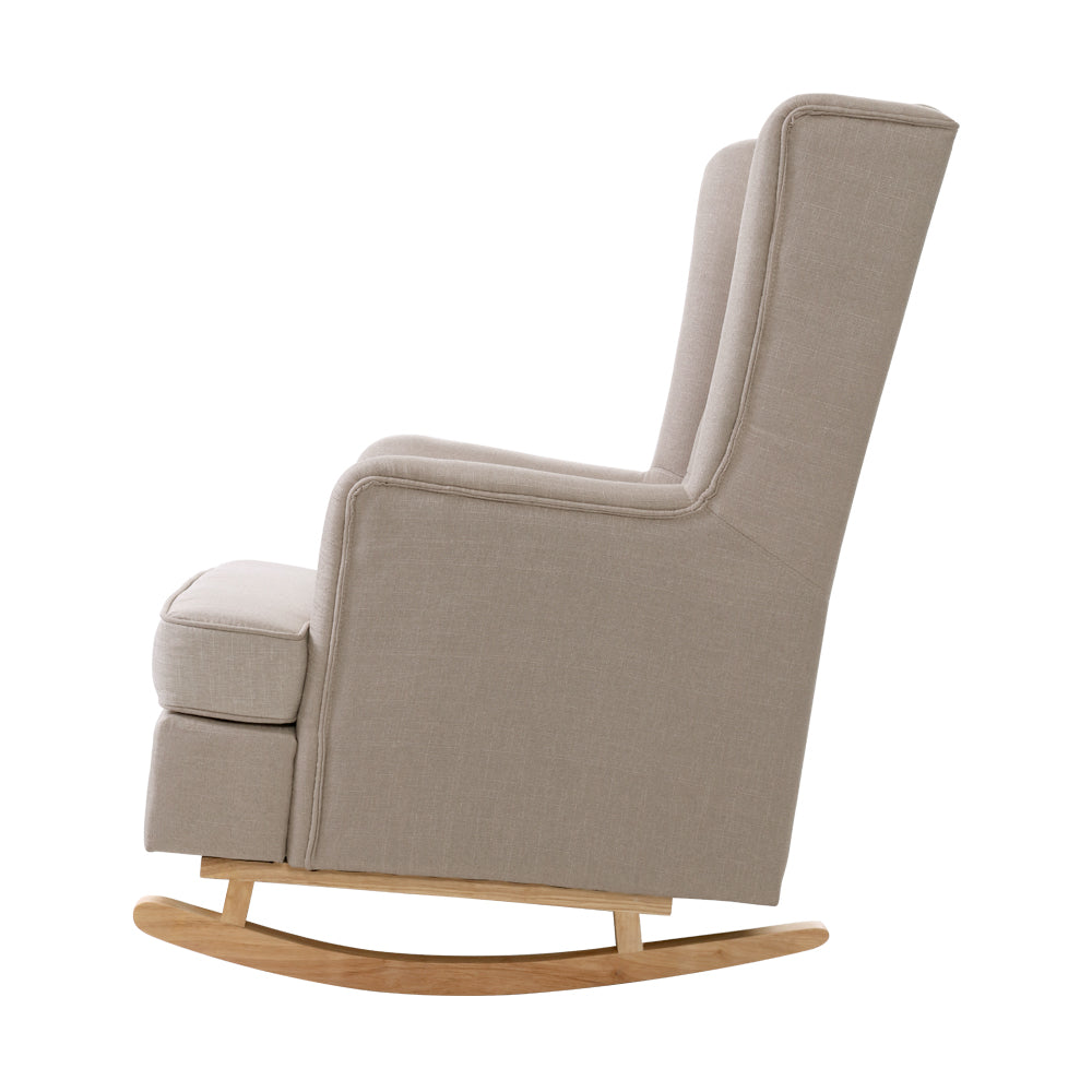 Marlook Rocking Chair Armchair Linen Fabric Beige Gaia