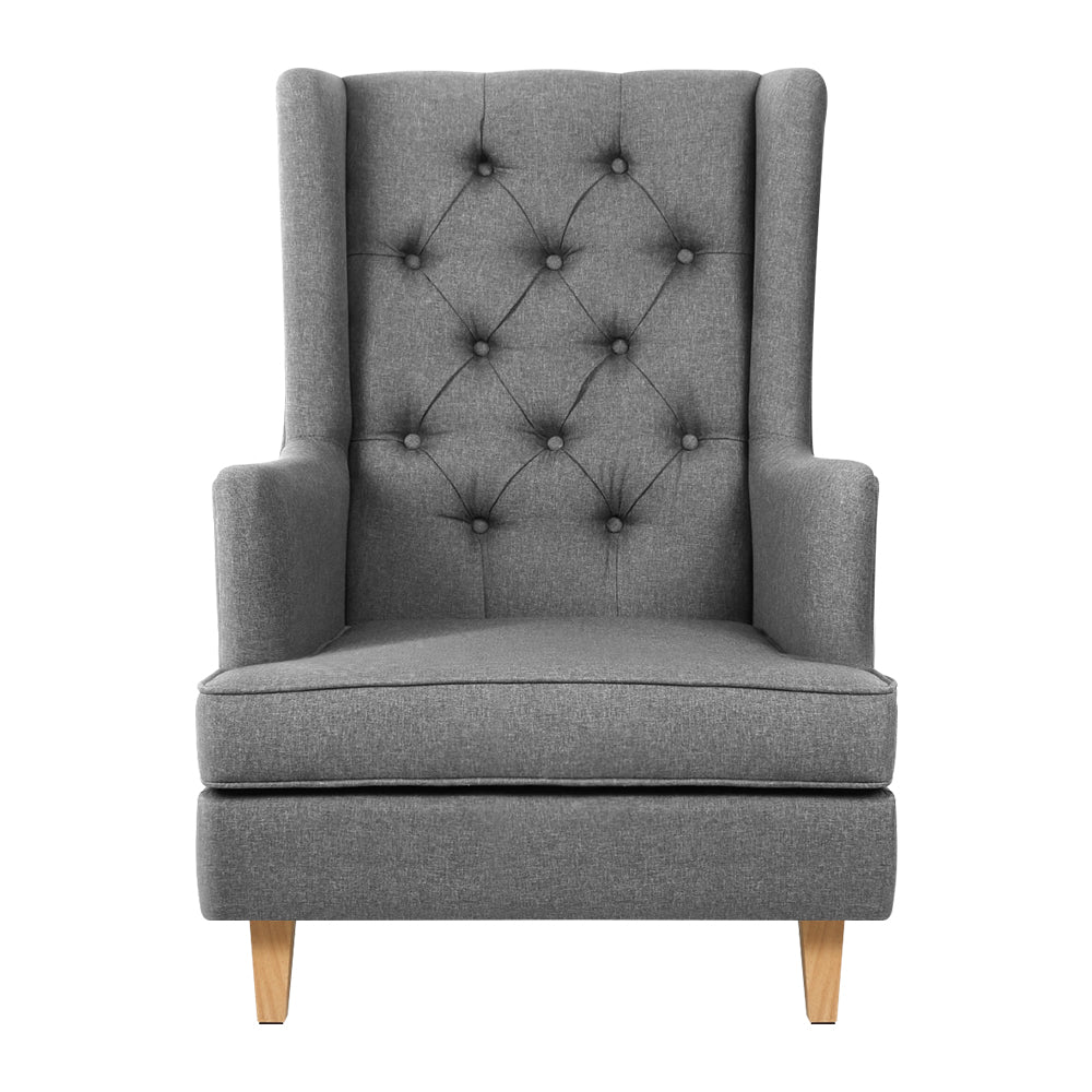 Marlook Rocking Chair Armchair Linen Fabric Grey Gaia