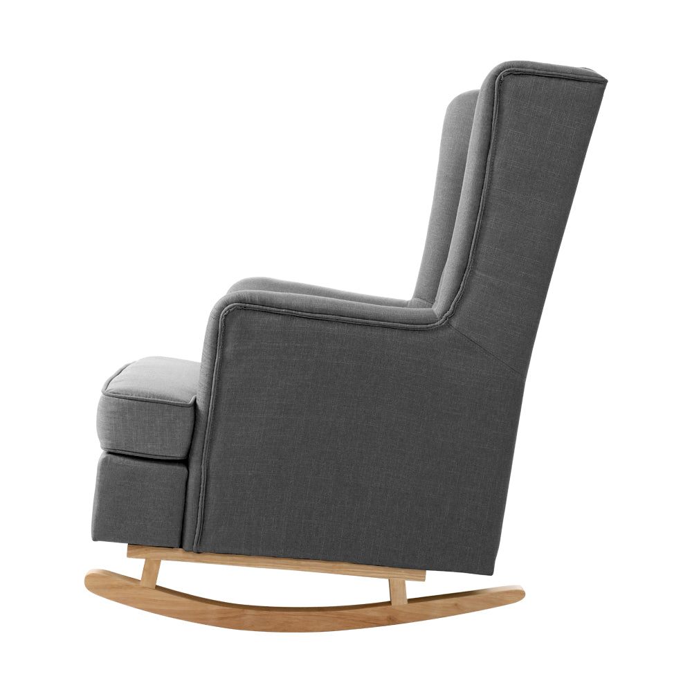 Marlook Rocking Chair Armchair Linen Fabric Grey Gaia