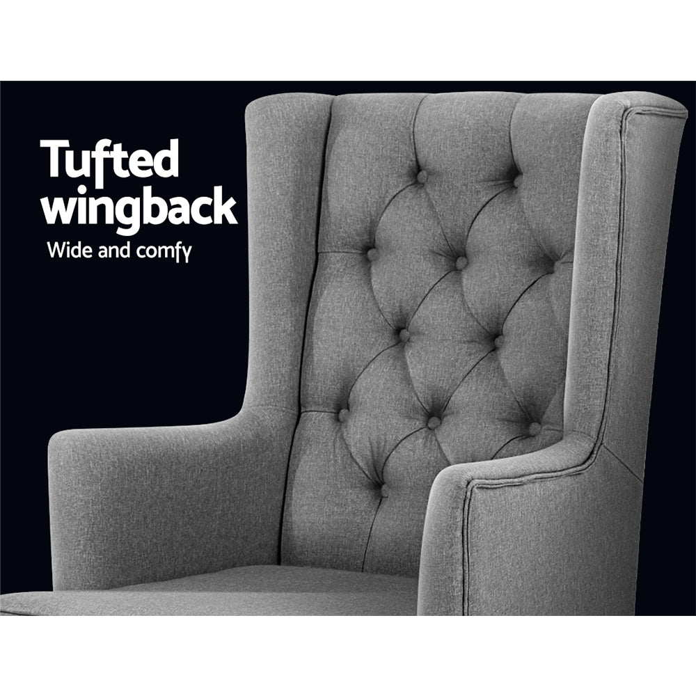 Marlook Rocking Chair Armchair Linen Fabric Grey Gaia