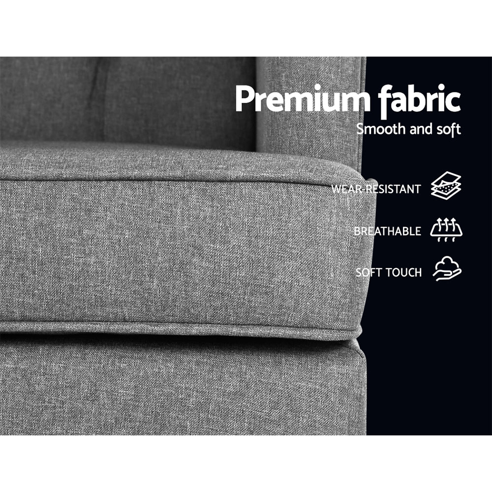 Marlook Rocking Chair Armchair Linen Fabric Grey Gaia