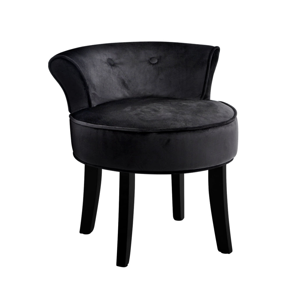 Marlook Vanity Stool Velvet Black Abella
