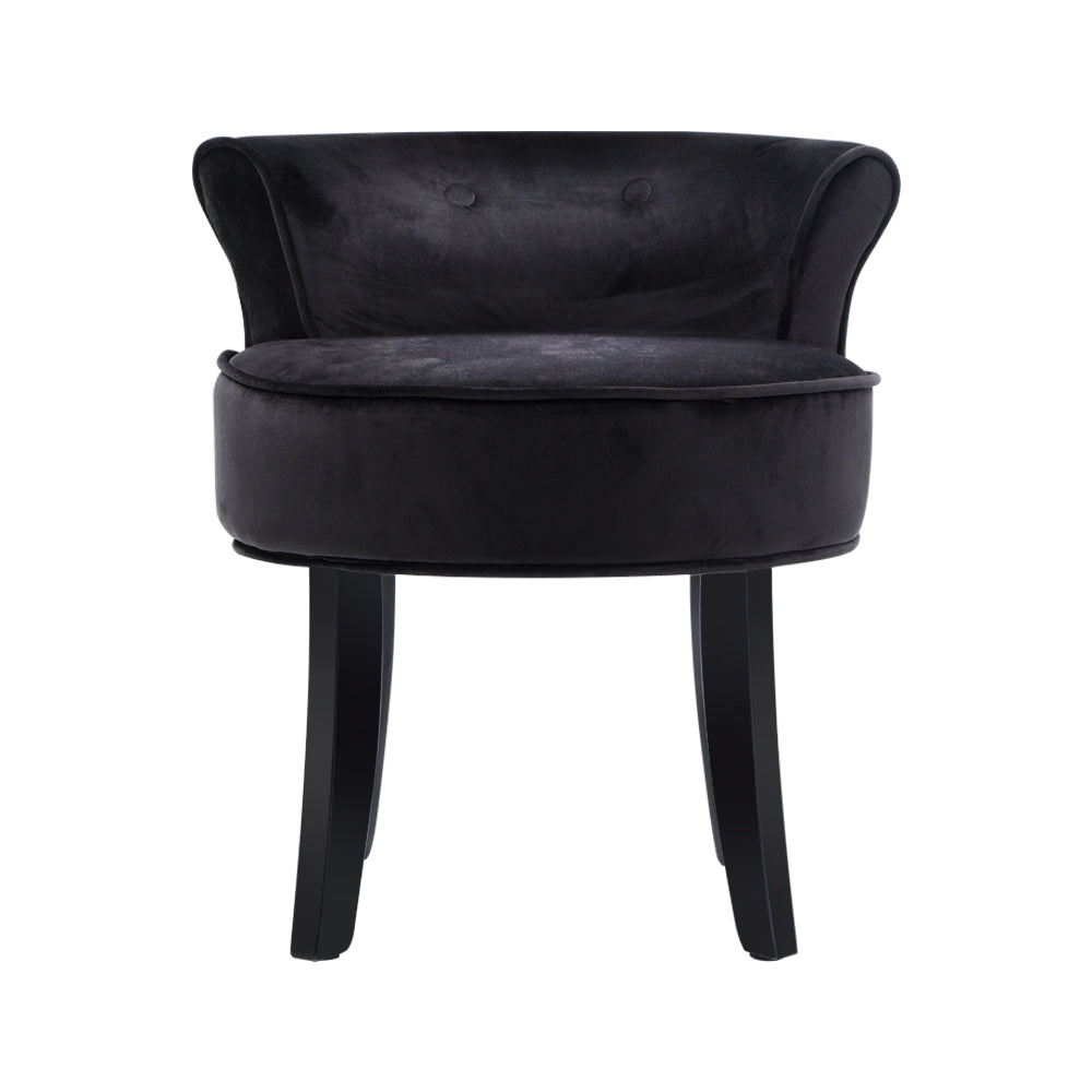 Marlook Vanity Stool Velvet Black Abella