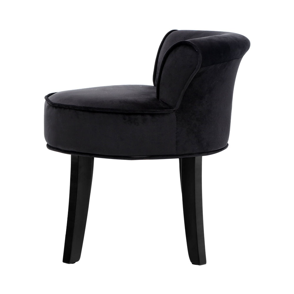 Marlook Vanity Stool Velvet Black Abella