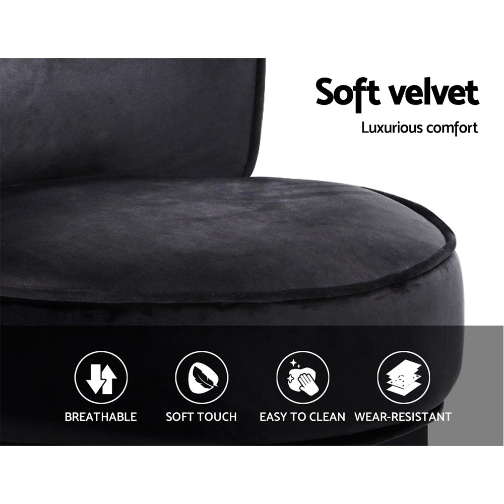 Marlook Vanity Stool Velvet Black Abella