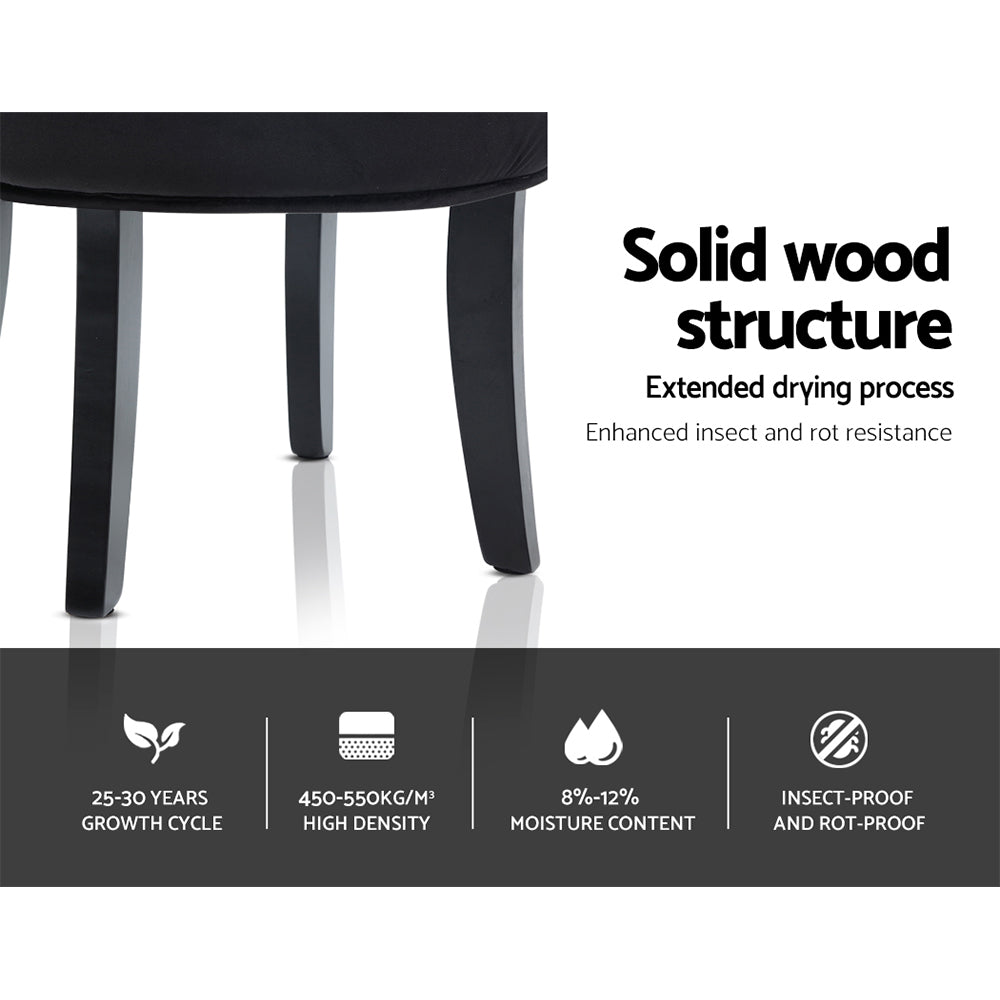 Marlook Vanity Stool Velvet Black Abella
