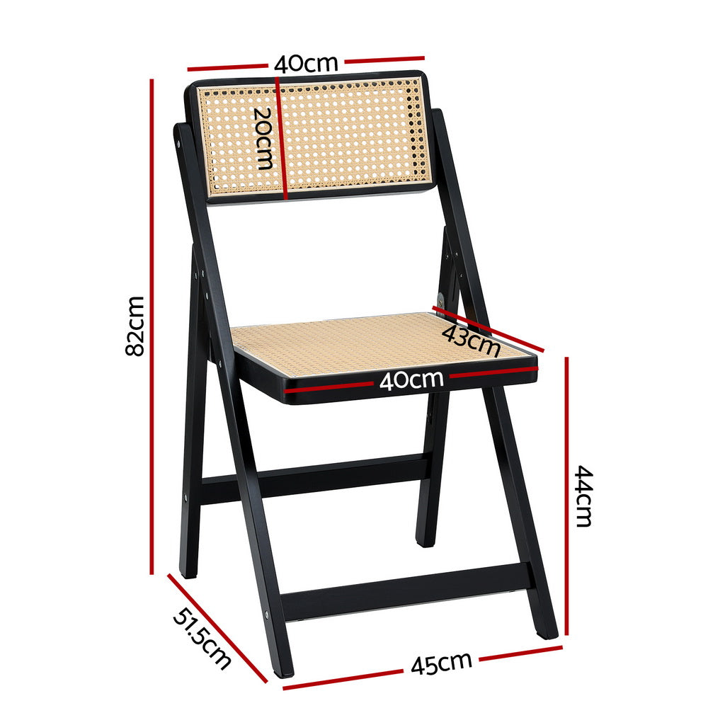 Marlook Dining Chair Wooden Rattan Foldable Black