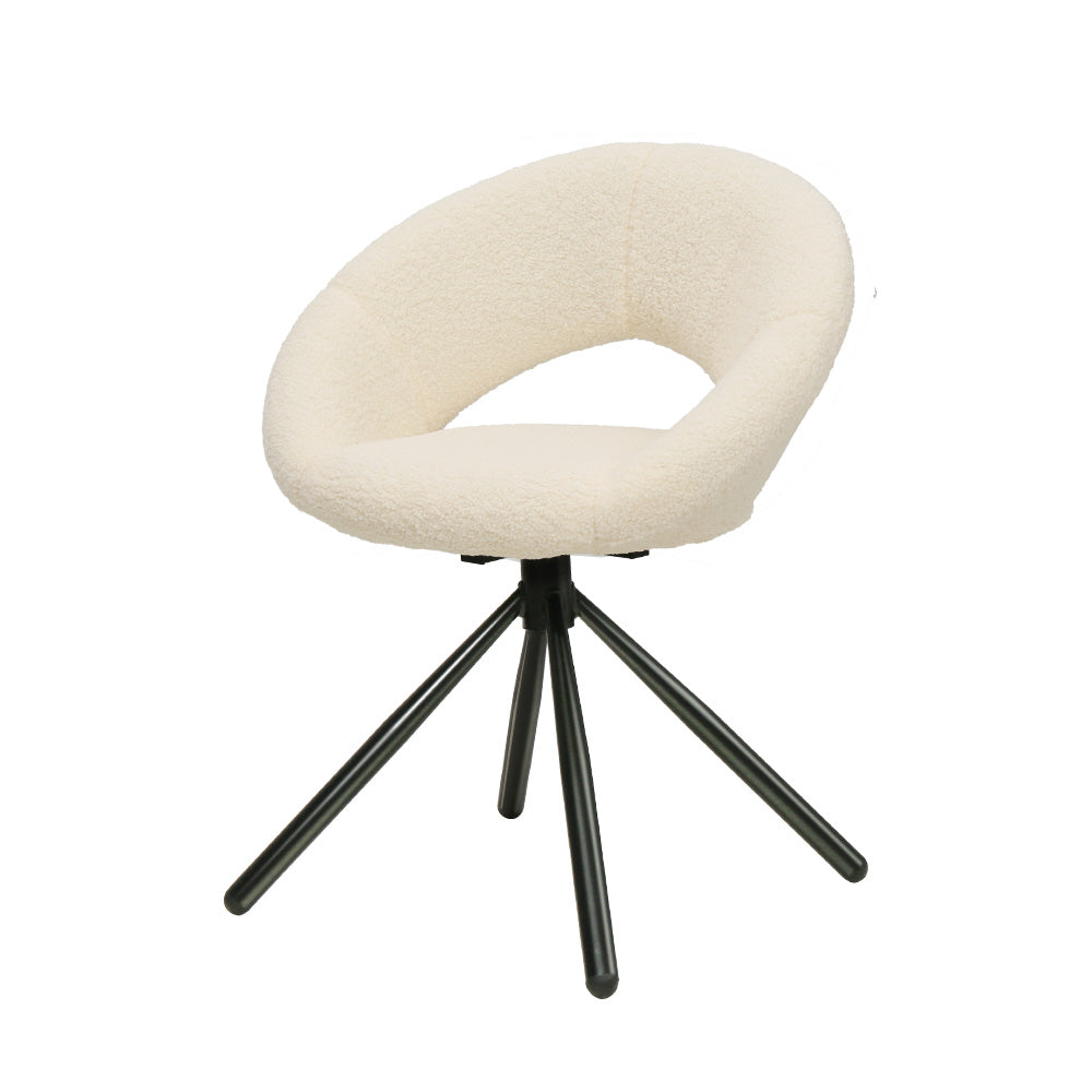 Marlook Dining Chairs Set of 2 Sherpa Boucle Swivel Base