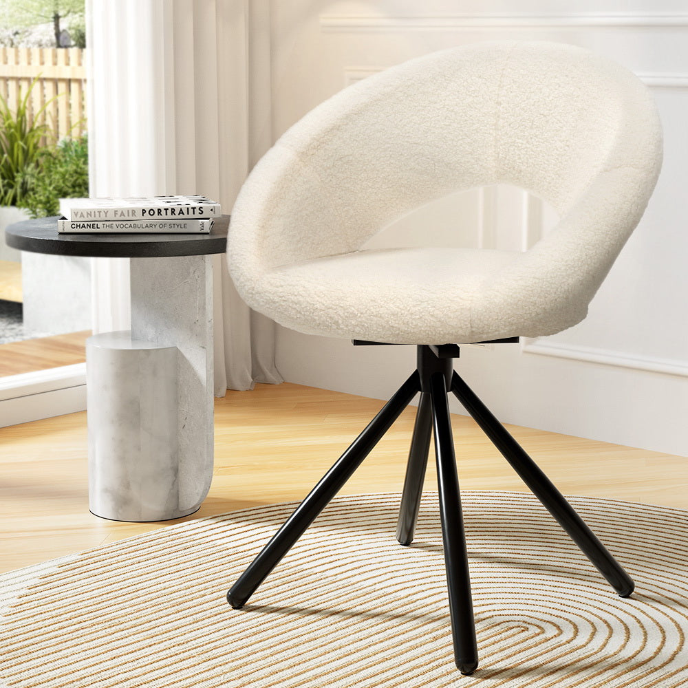 Marlook Dining Chairs Set of 2 Sherpa Boucle Swivel Base