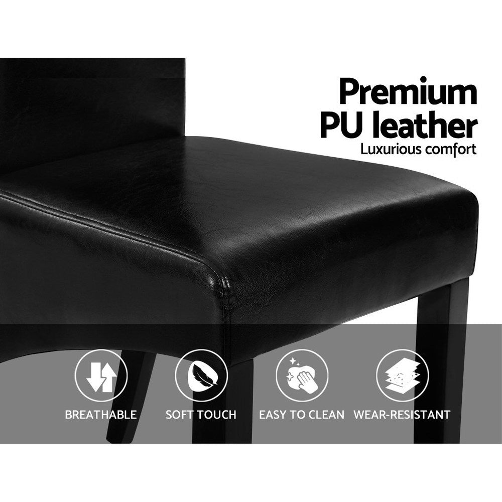 Marlook Dining Chairs Set of 2 Leather Parsons Chair Black