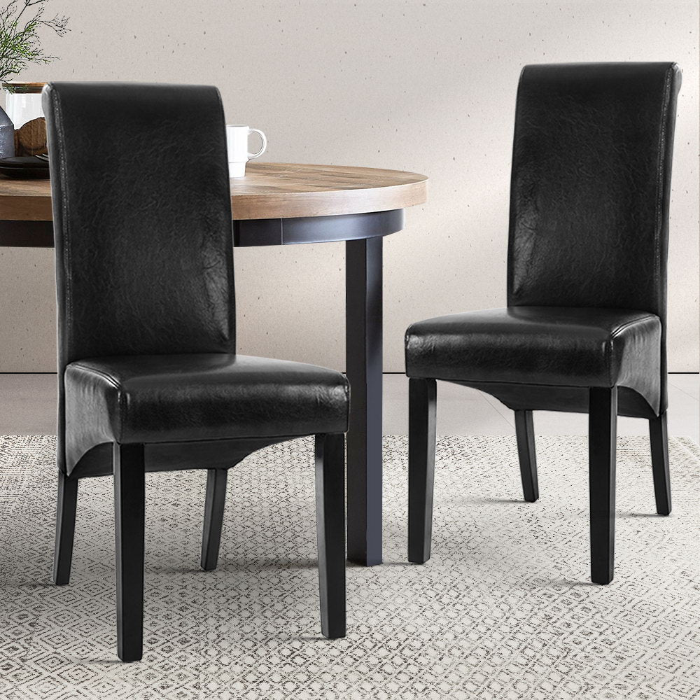 Marlook Dining Chairs Set of 2 Leather Parsons Chair Black