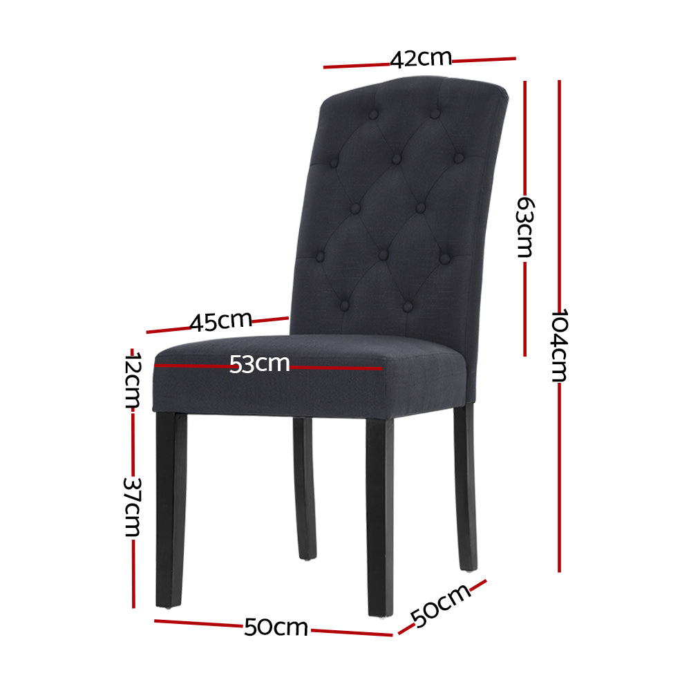 Marlook Dining Chairs Set of 2 Linen Parsons Chair Dark Grey