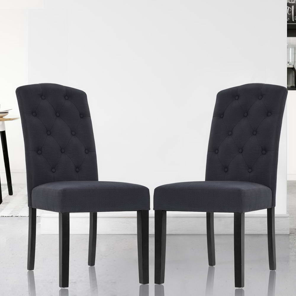 Marlook Dining Chairs Set of 2 Linen Parsons Chair Dark Grey