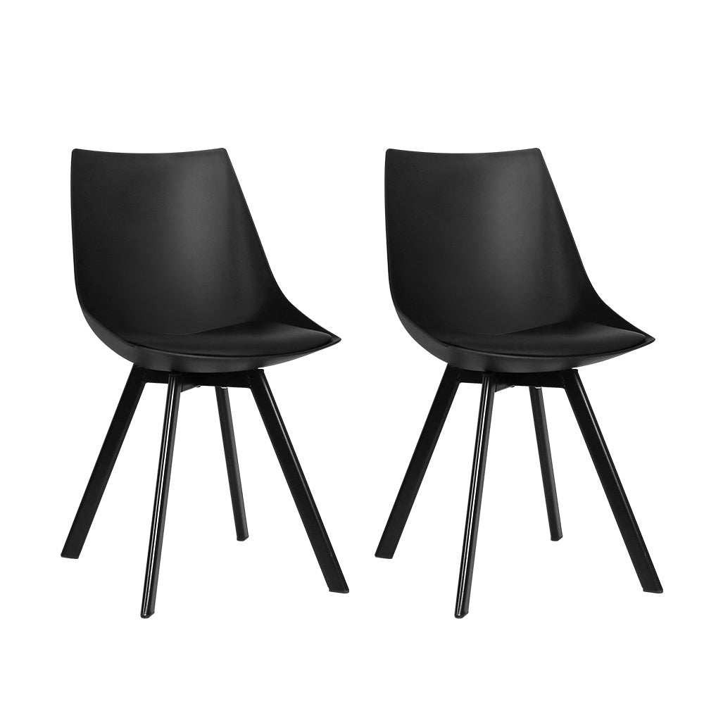Marlook Dining Chairs Set of 2 PU Leather Plastic Metal Black