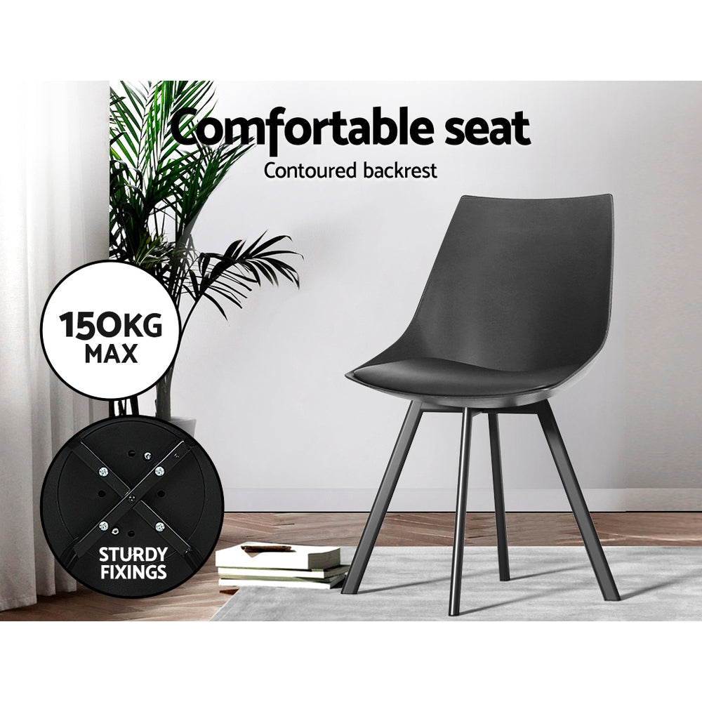 Marlook Dining Chairs Set of 2 PU Leather Plastic Metal Black