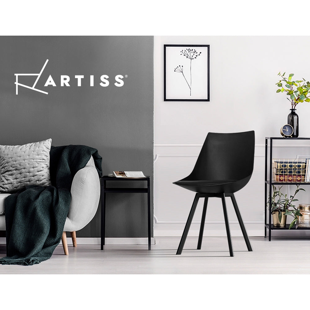 Marlook Dining Chairs Set of 2 PU Leather Plastic Metal Black