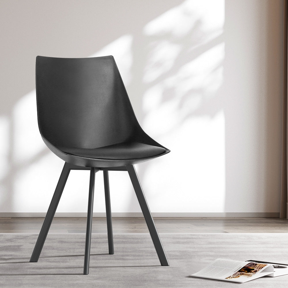 Marlook Dining Chairs Set of 2 PU Leather Plastic Metal Black