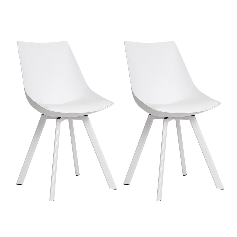 Marlook Dining Chairs Set of 2 PU Leather Plastic Metal White