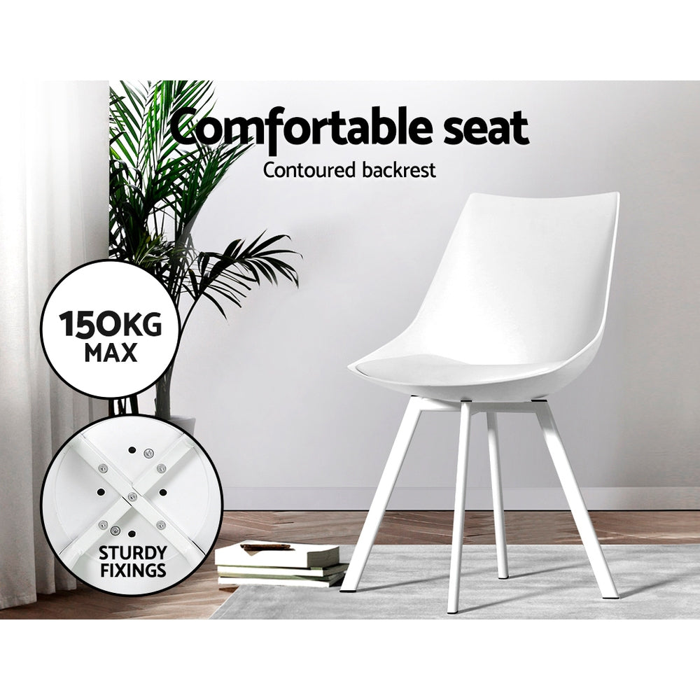 Marlook Dining Chairs Set of 2 PU Leather Plastic Metal White