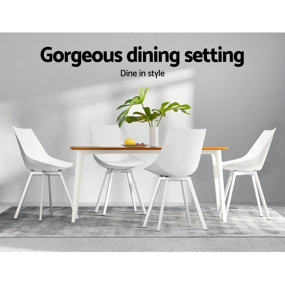 Marlook Dining Chairs Set of 2 PU Leather Plastic Metal White