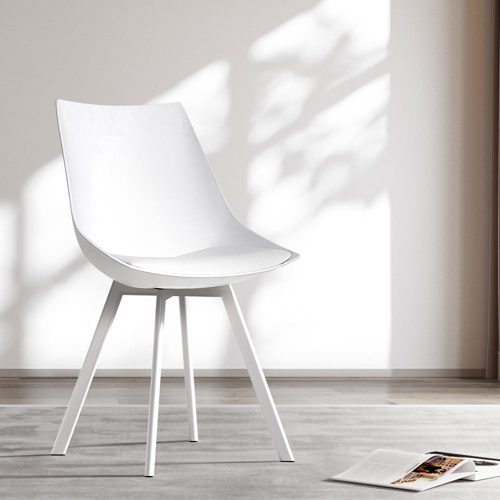 Marlook Dining Chairs Set of 2 PU Leather Plastic Metal White