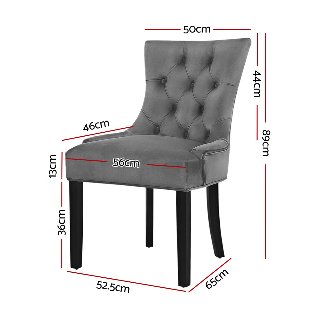 Marlook Dining Chairs Set of 2 Velvet French Provincial Grey