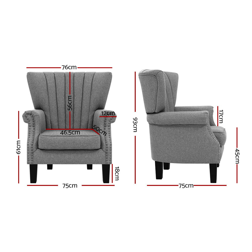 Marlook Armchair Wingback Grey Andrew