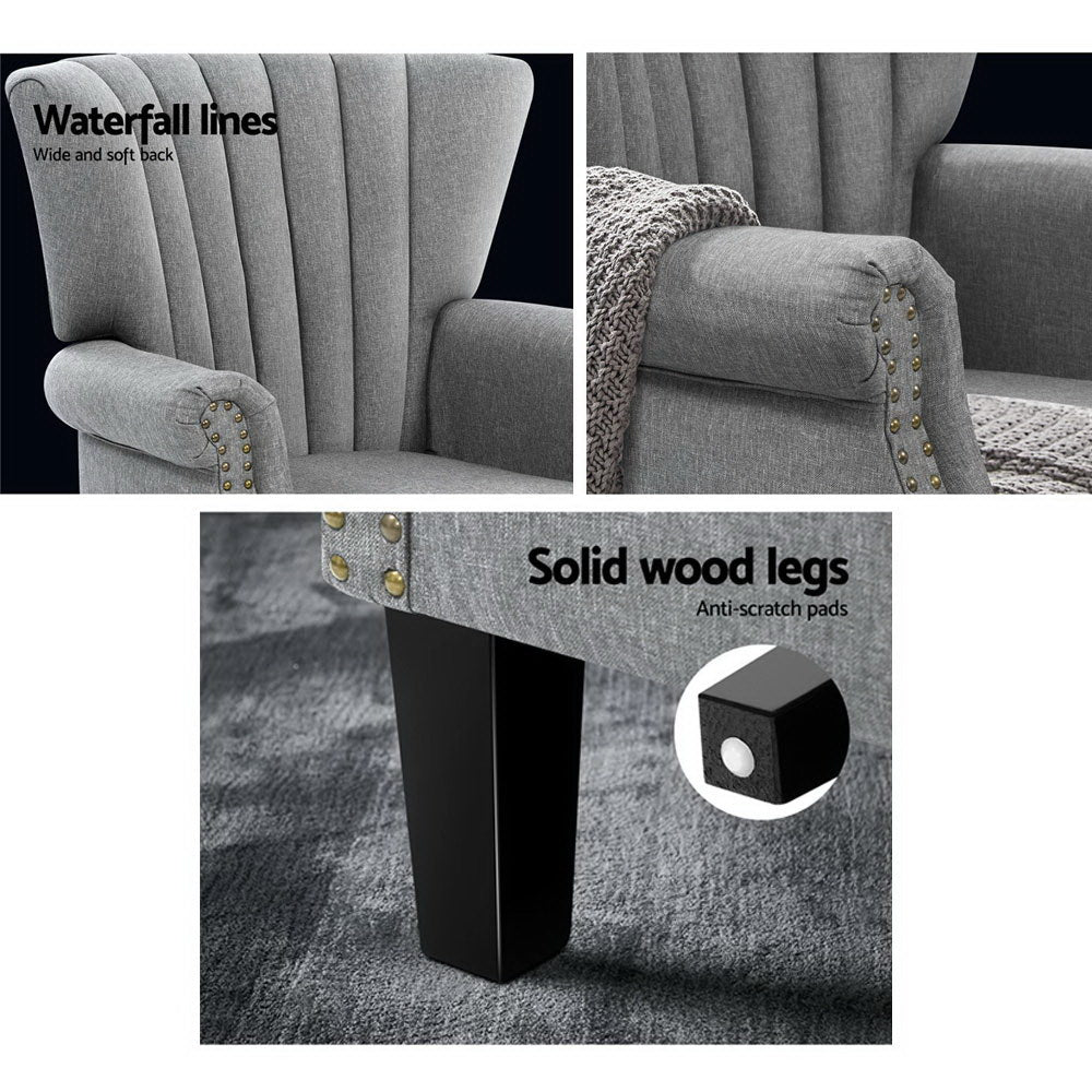 Marlook Armchair Wingback Grey Andrew
