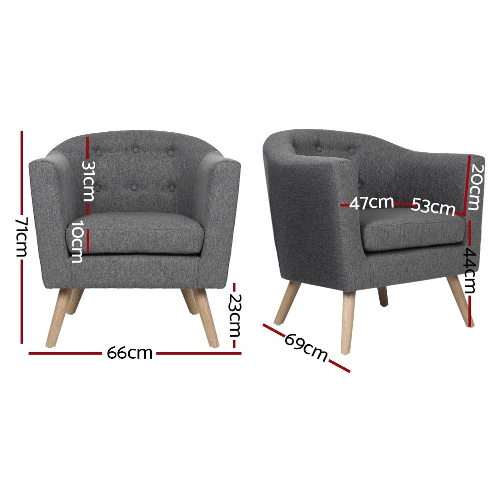 Marlook Armchair Tub Chair Grey Adora