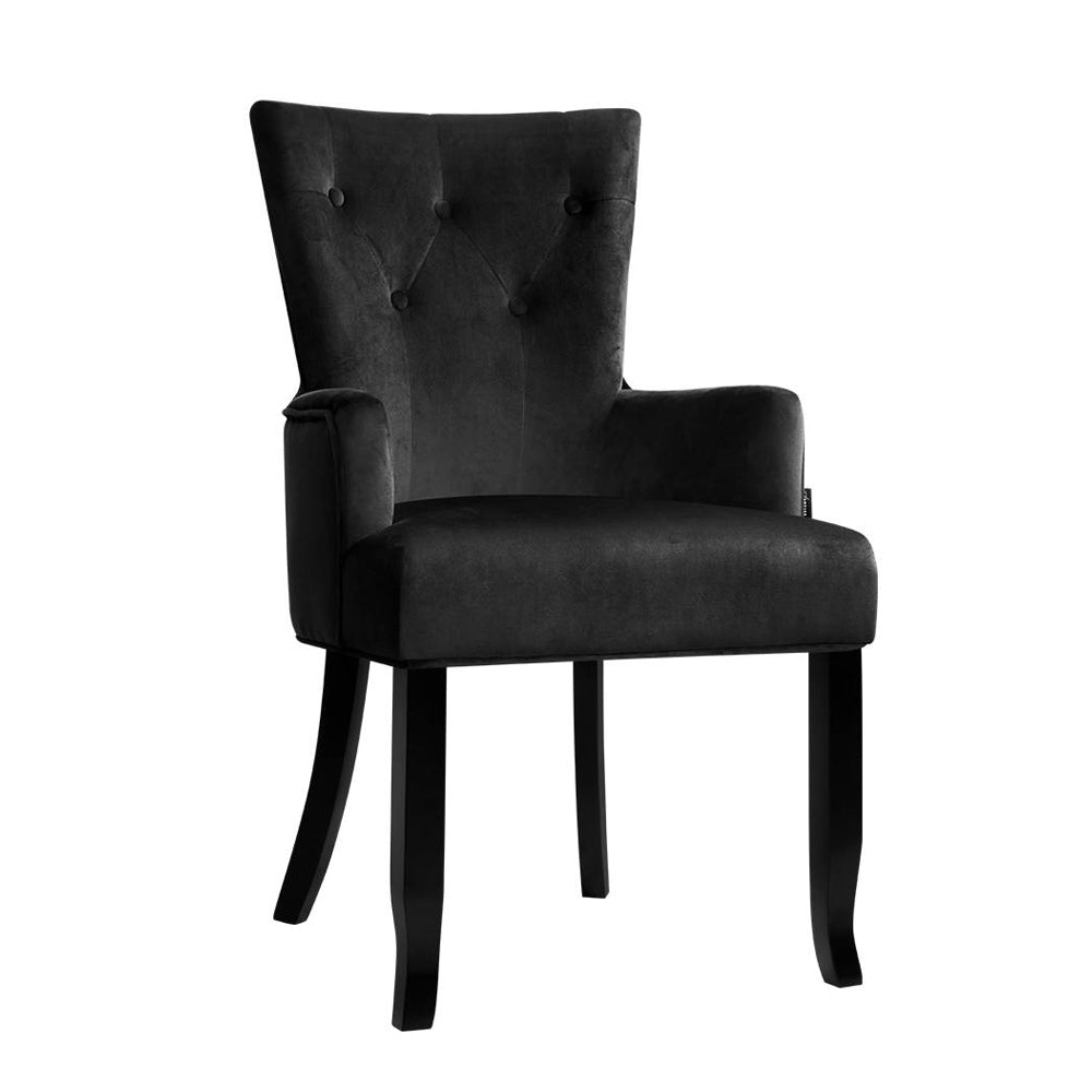 Marlook Dining Chair Velvet French Provincial Armchair Black