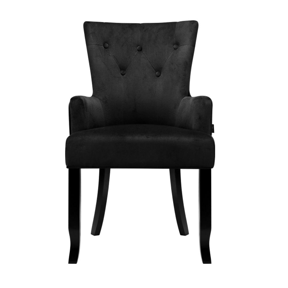 Marlook Dining Chair Velvet French Provincial Armchair Black
