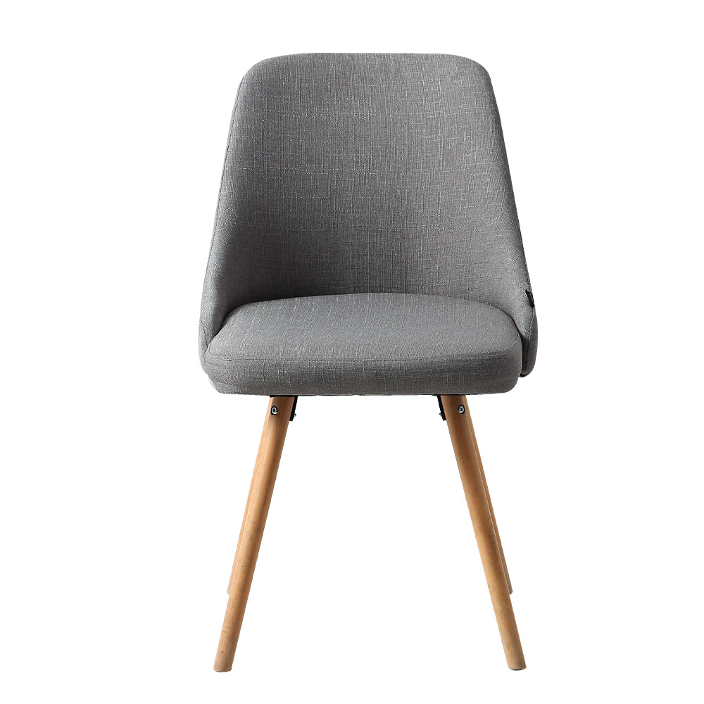 Marlook Dining Chairs Set of 2 Fabric Wooden Grey