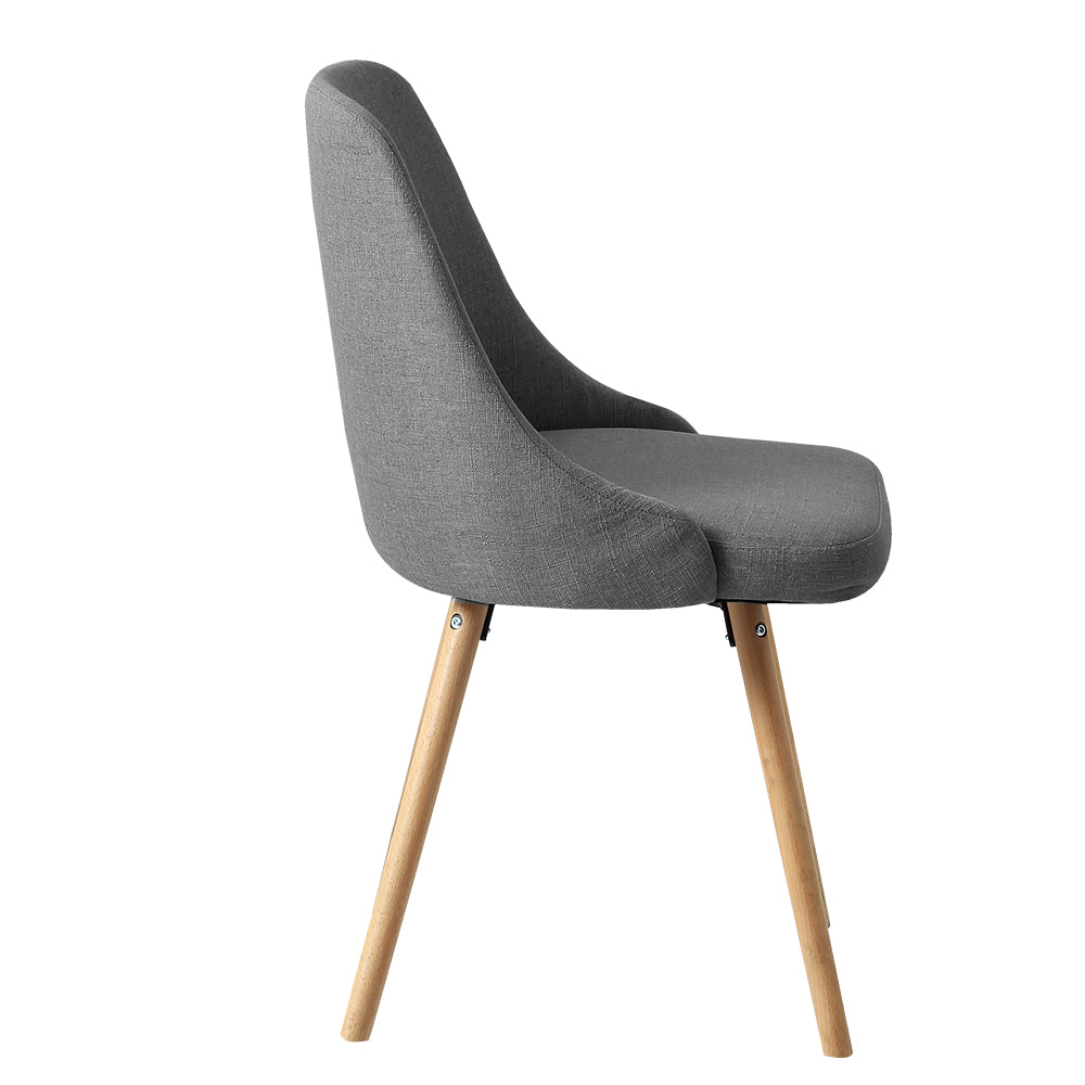 Marlook Dining Chairs Set of 2 Fabric Wooden Grey