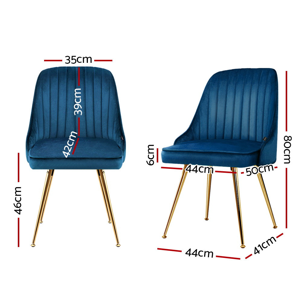 Marlook Dining Chairs Set of 2 Velvet Channel Tufted Blue