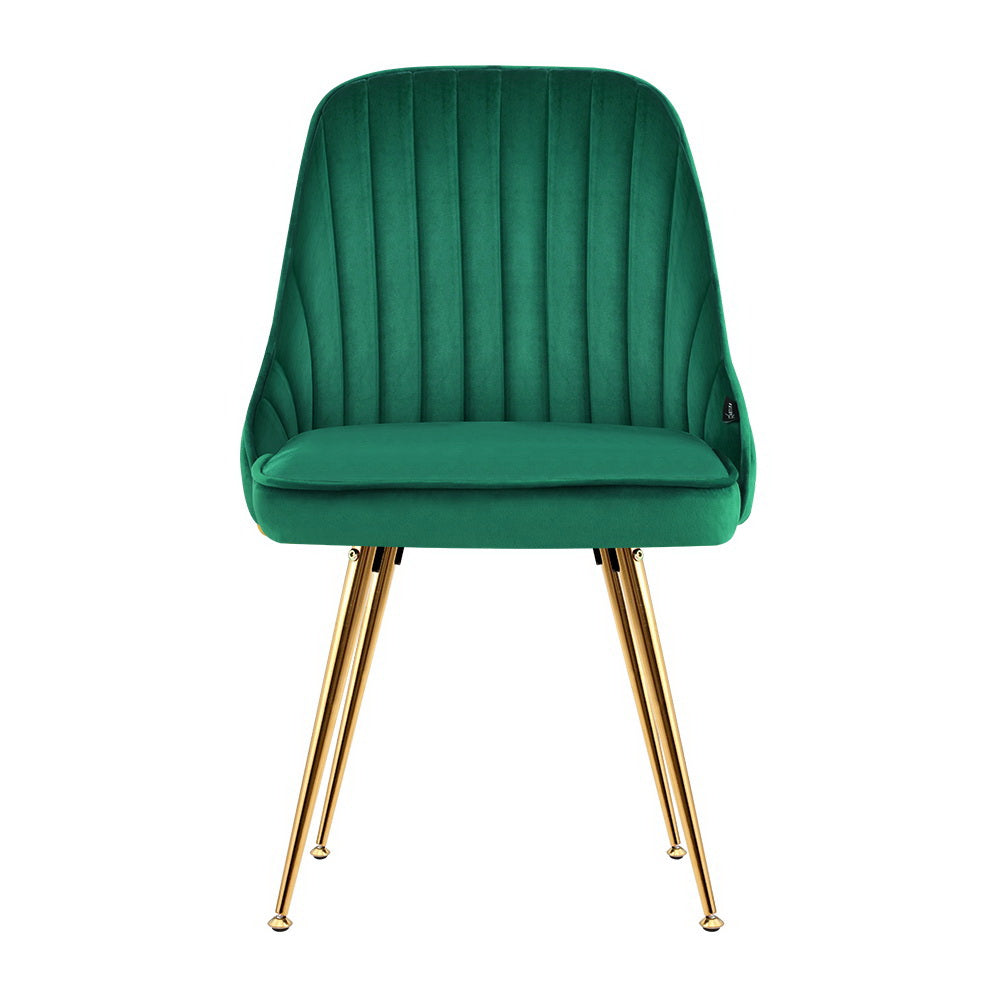 Marlook Dining Chairs Set of 2 Velvet Channel Tufted Green
