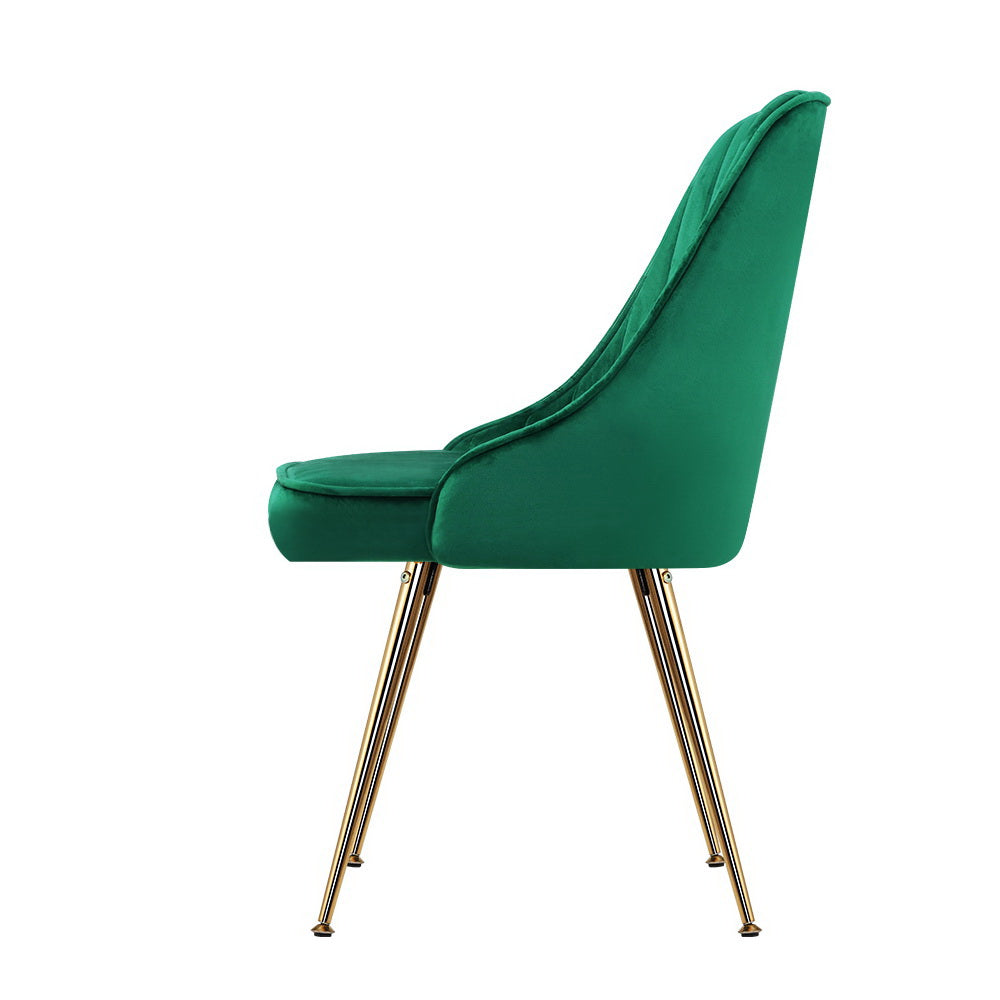 Marlook Dining Chairs Set of 2 Velvet Channel Tufted Green