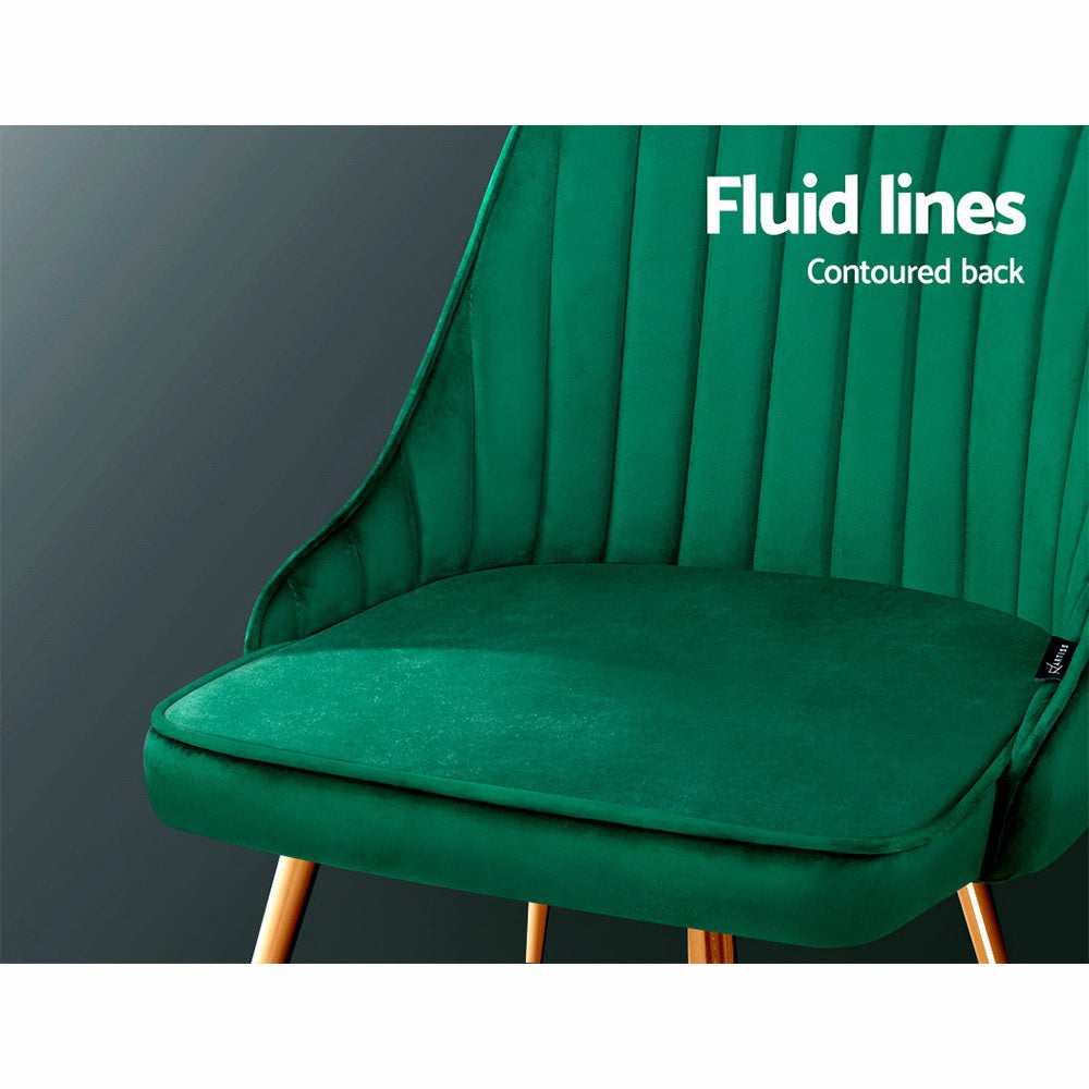 Marlook Dining Chairs Set of 2 Velvet Channel Tufted Green