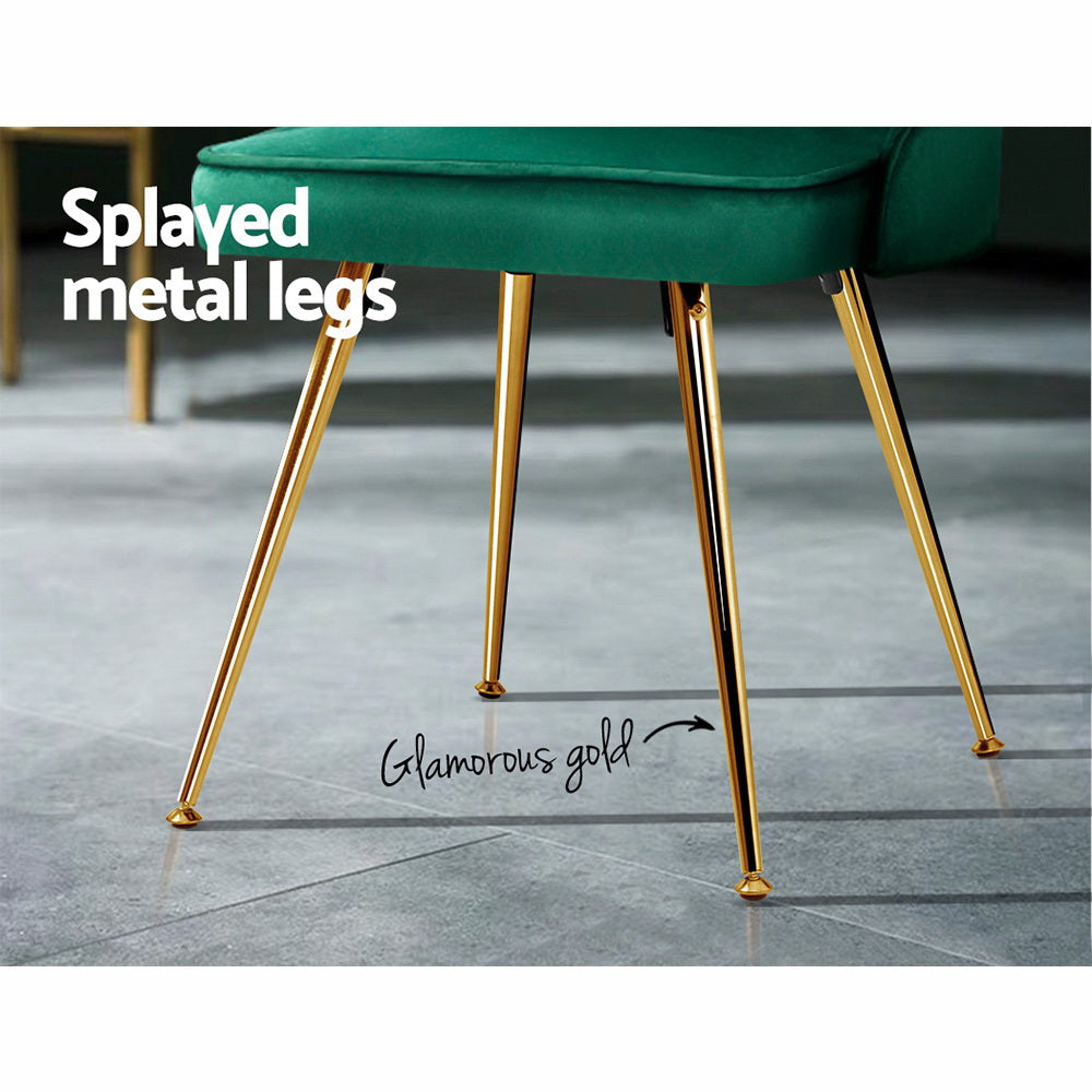 Marlook Dining Chairs Set of 2 Velvet Channel Tufted Green