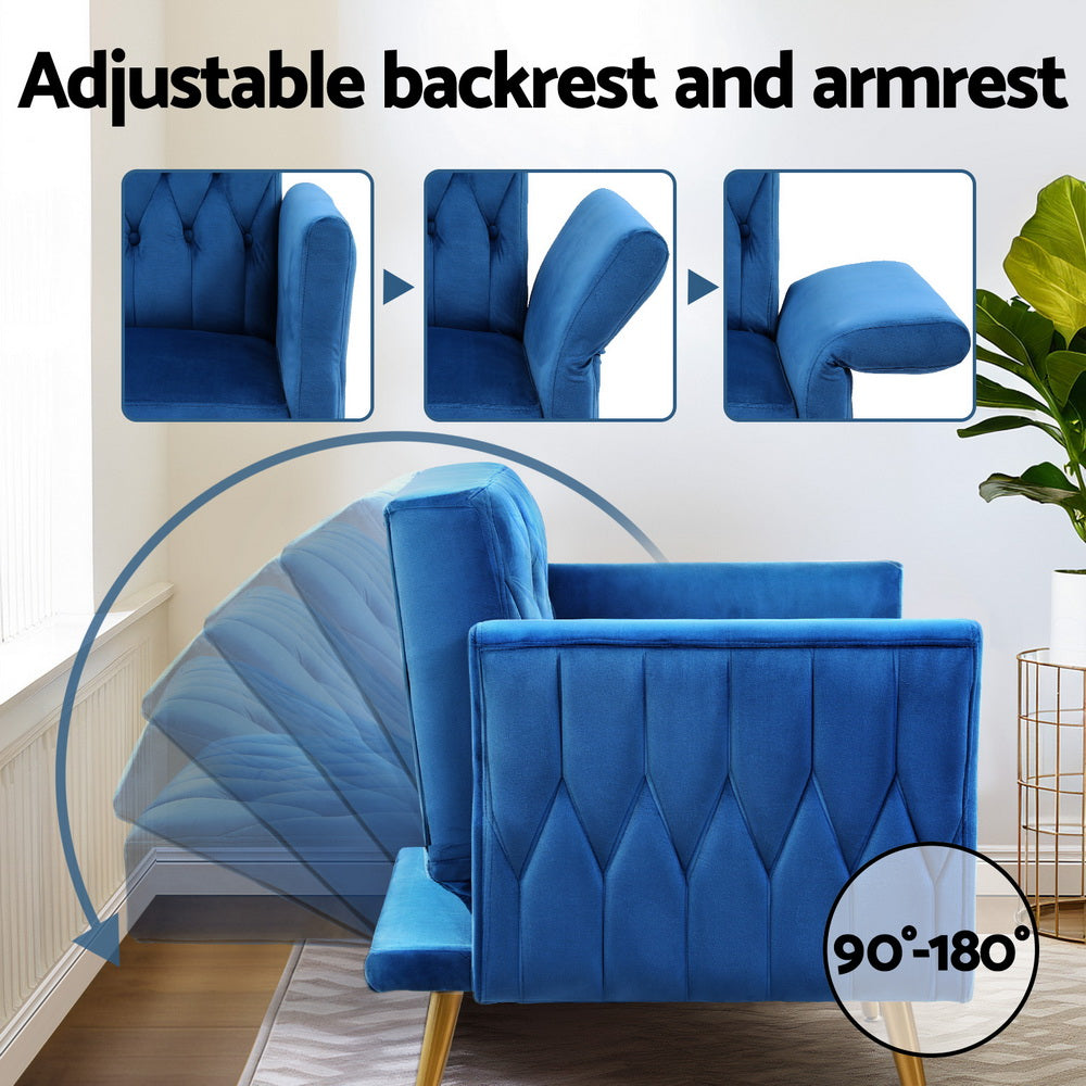 Marlook Armchair Ottoman Accent Chair Pillow Velvet Blue