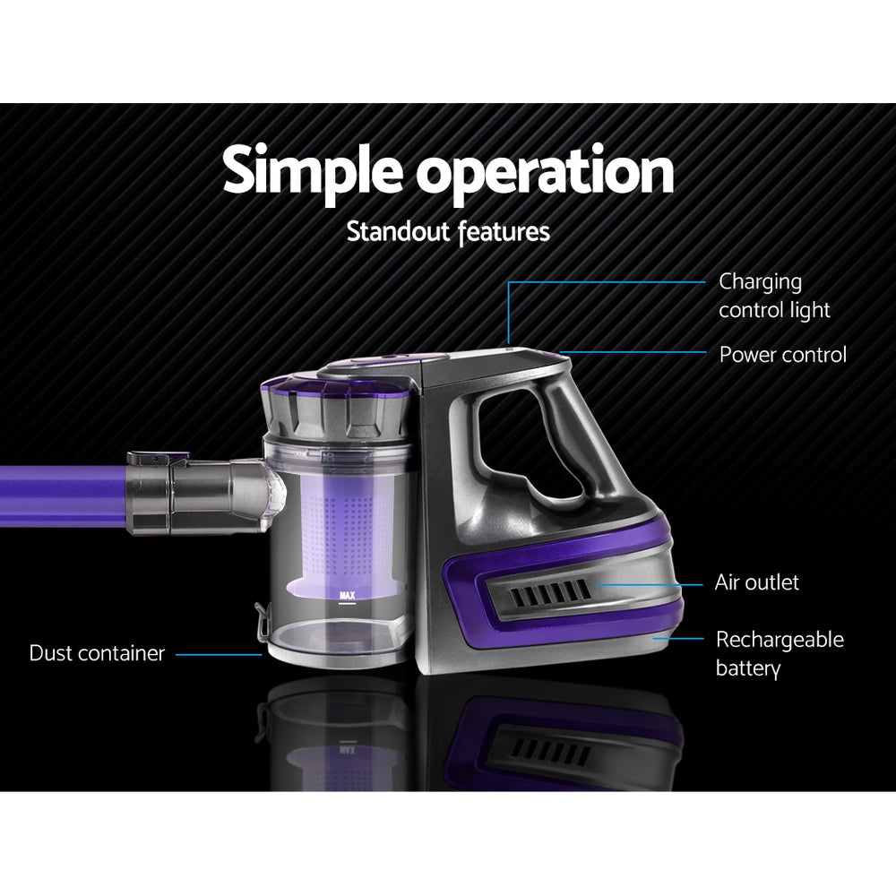 Marlook Stick Vacuum Cleaner Bagless Cordless 150W Purple