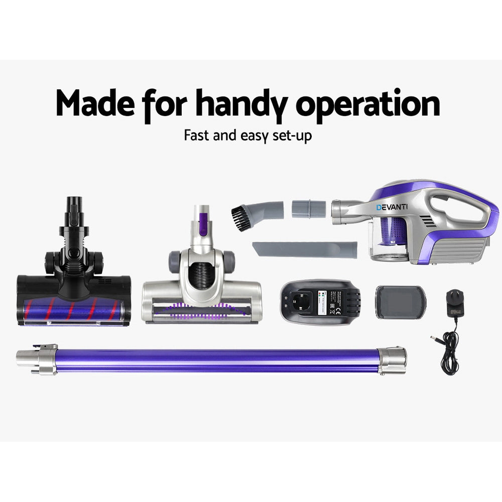 Marlook Stick Vacuum Cleaner Roller Brush Cordless 150W Purple
