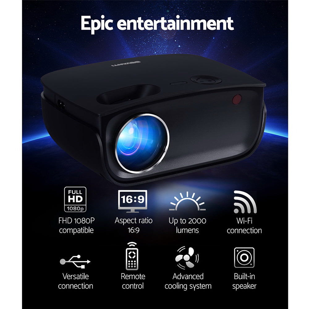 Marlook Portable Mini Video Projector Wifi 1080P Home Theater HDMI Black