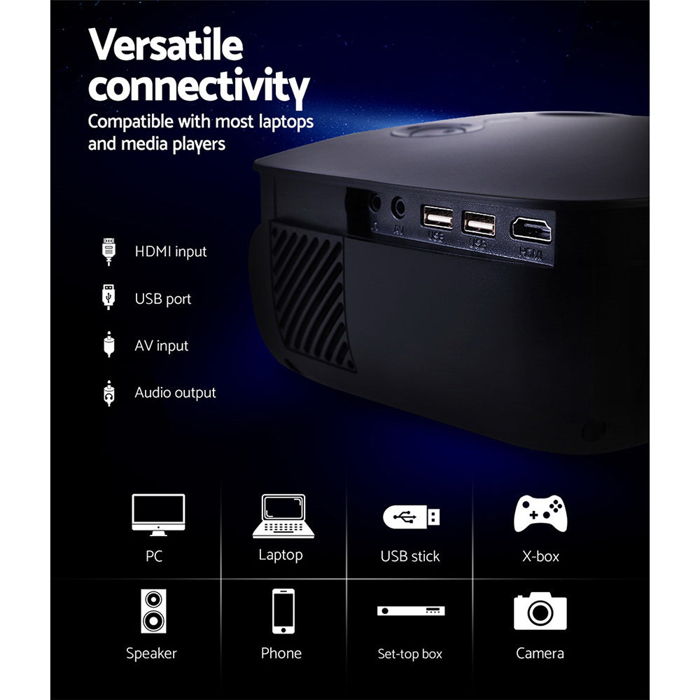 Marlook Portable Mini Video Projector Wifi 1080P Home Theater HDMI Black