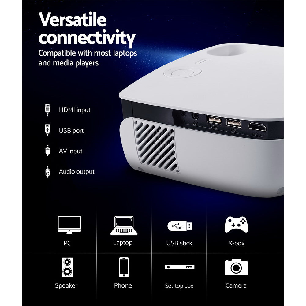 Marlook Portable Mini Video Projector 1080P Wifi Home Theater HDMI White