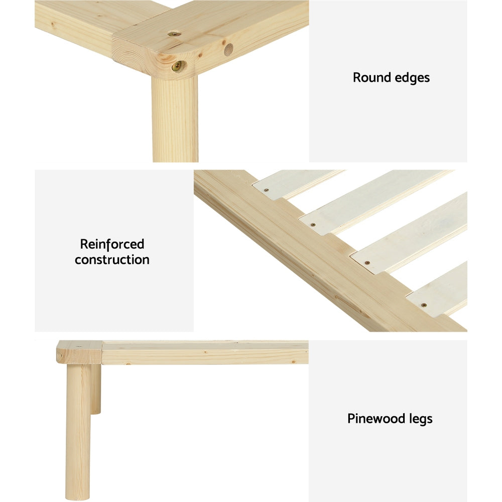 Marlook Bed Frame Double Size Wooden Base Mattress Platform Timber Pine AMBA